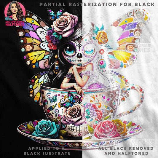 Whimsical Day of the Dead Fairy Halftone T-Shirt Design - halftone PNG for T-shirts – Sue Opperman Halftones