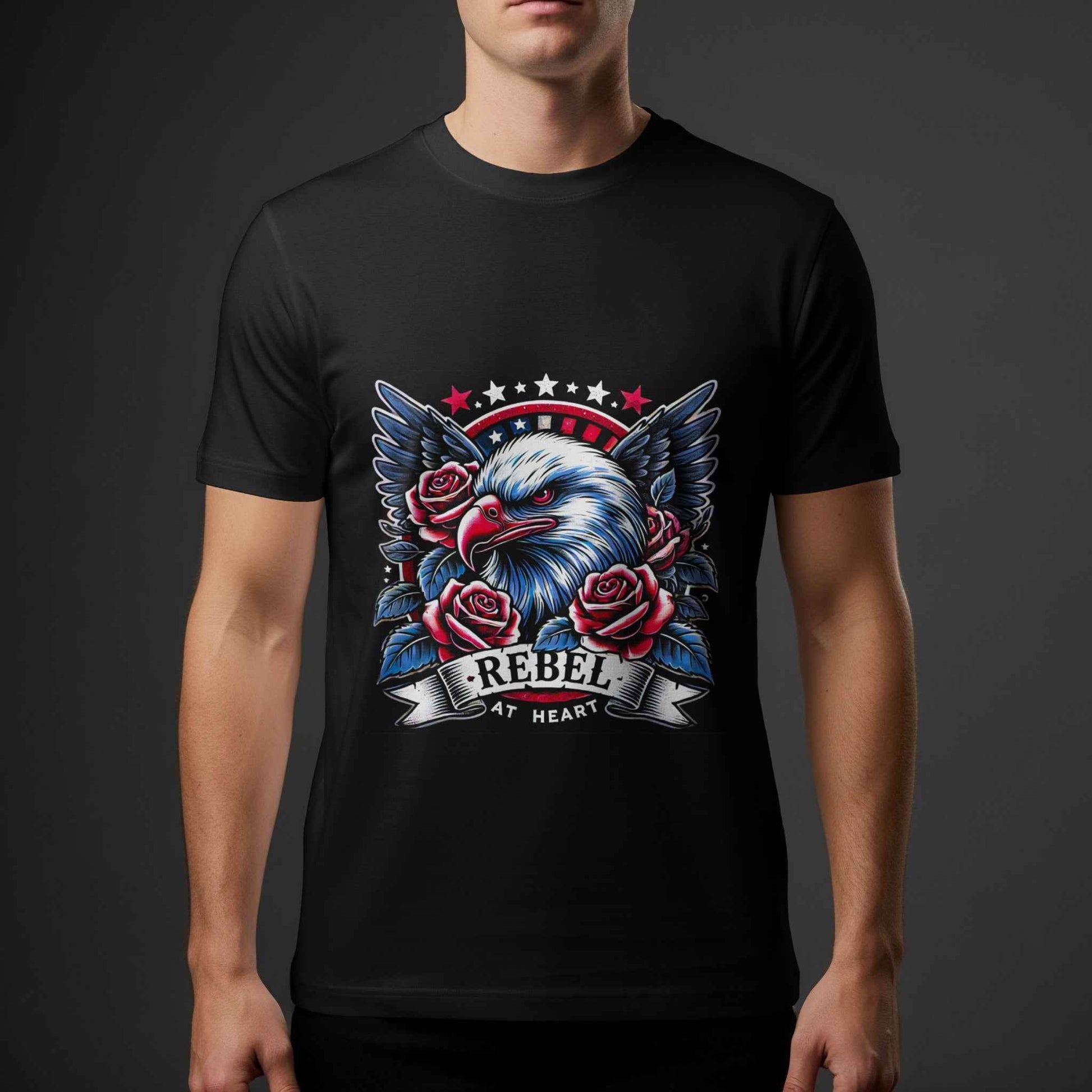 Patriotic Eagle with Roses Halftoned T-Shirt Design - halftone PNG for T-shirts – Sue Opperman Halftones