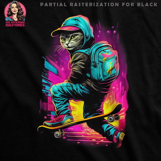 Skateboard Cat Funny Halftone T-Shirt Design - halftone PNG for T-shirts – Sue Opperman Halftones