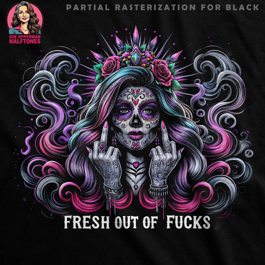 Sugar Skull Attitude Halftone T-Shirt Design - halftone PNG for T-shirts – Sue Opperman Halftones