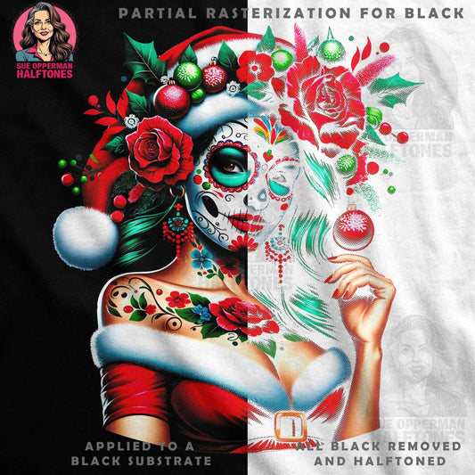 Christmas Sugar Skull Halftone T-Shirt Design - halftone PNG for T-shirts – Sue Opperman Halftones