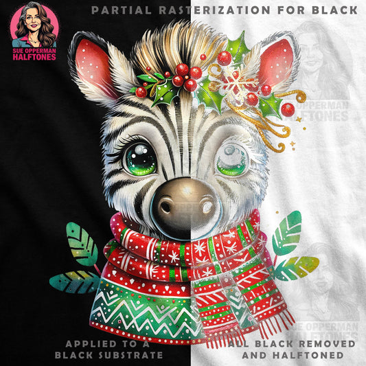 Christmas Zebra Sue Opperman Halftone T-Shirt Design - halftone PNG for T-shirts – Sue Opperman Halftones