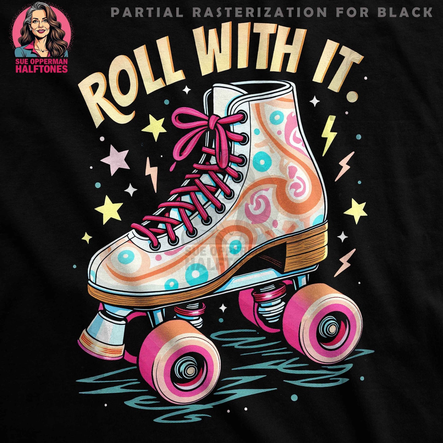 Roller Skate With Stars Halftone T-Shirt Design - halftone PNG for T-shirts – Sue Opperman Halftones
