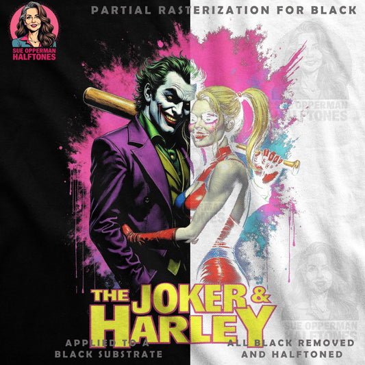 Celebrities The Joker and Harley Halftoned T-Shirt Design - halftone PNG for T-shirts – Sue Opperman Halftones