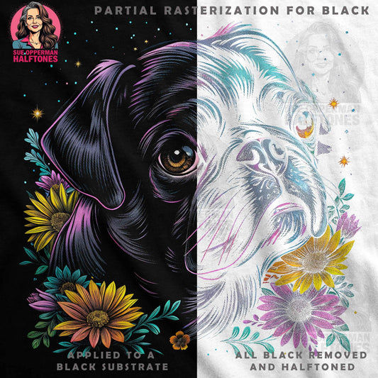 Floral Pug Halftone T-Shirt Design - halftone PNG for T-shirts – Sue Opperman Halftones