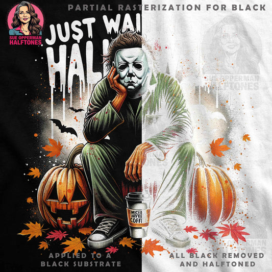 Halloween Waiting Michael Myers Halftoned T-shirt Design - halftone PNG for T-shirts – Sue Opperman Halftones