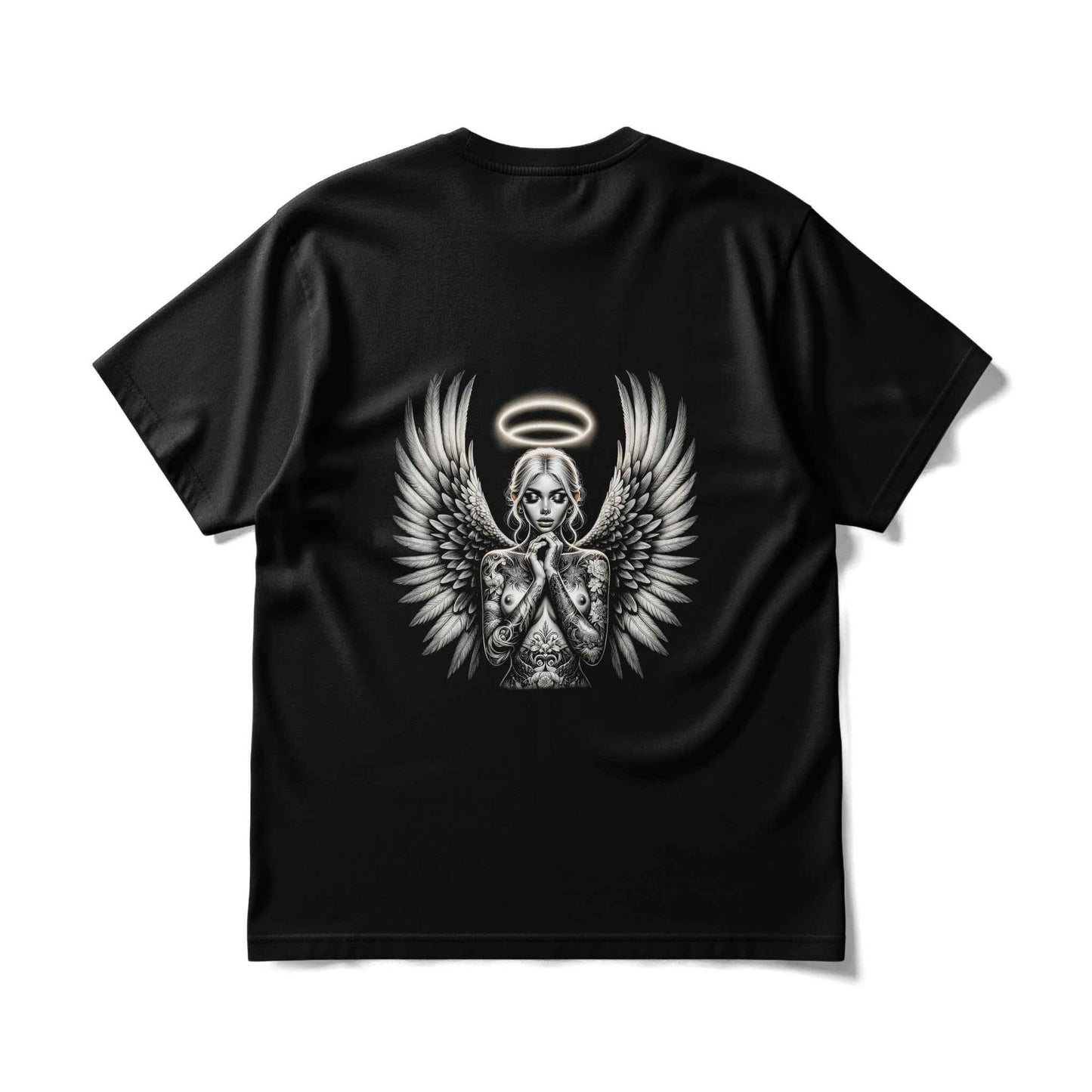 Angel Wings Tattooed Woman Halftone T-Shirt Design - halftone PNG for T-shirts – Sue Opperman Halftones