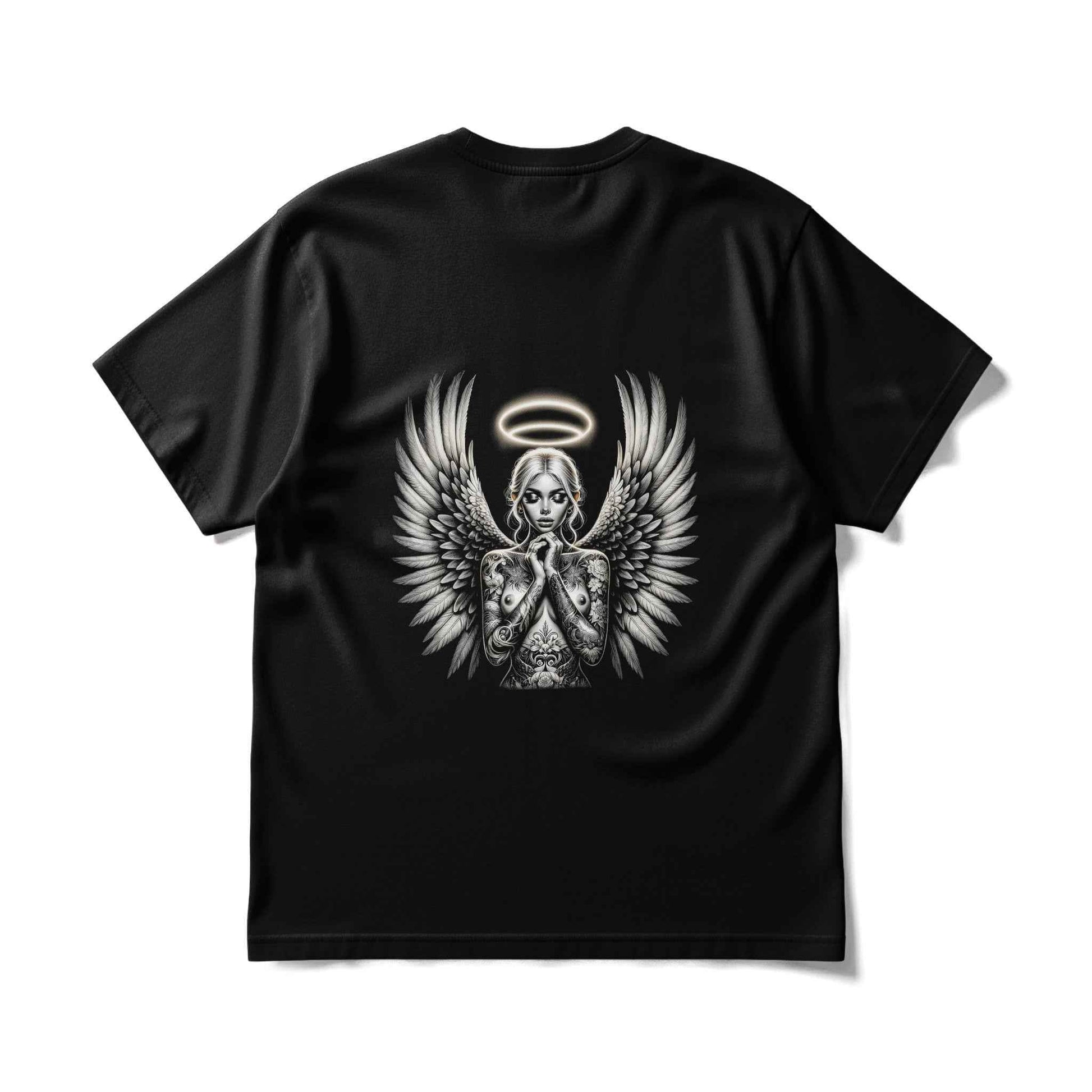 Angel Wings Tattooed Woman Halftone T-Shirt Design - halftone PNG for T-shirts – Sue Opperman Halftones