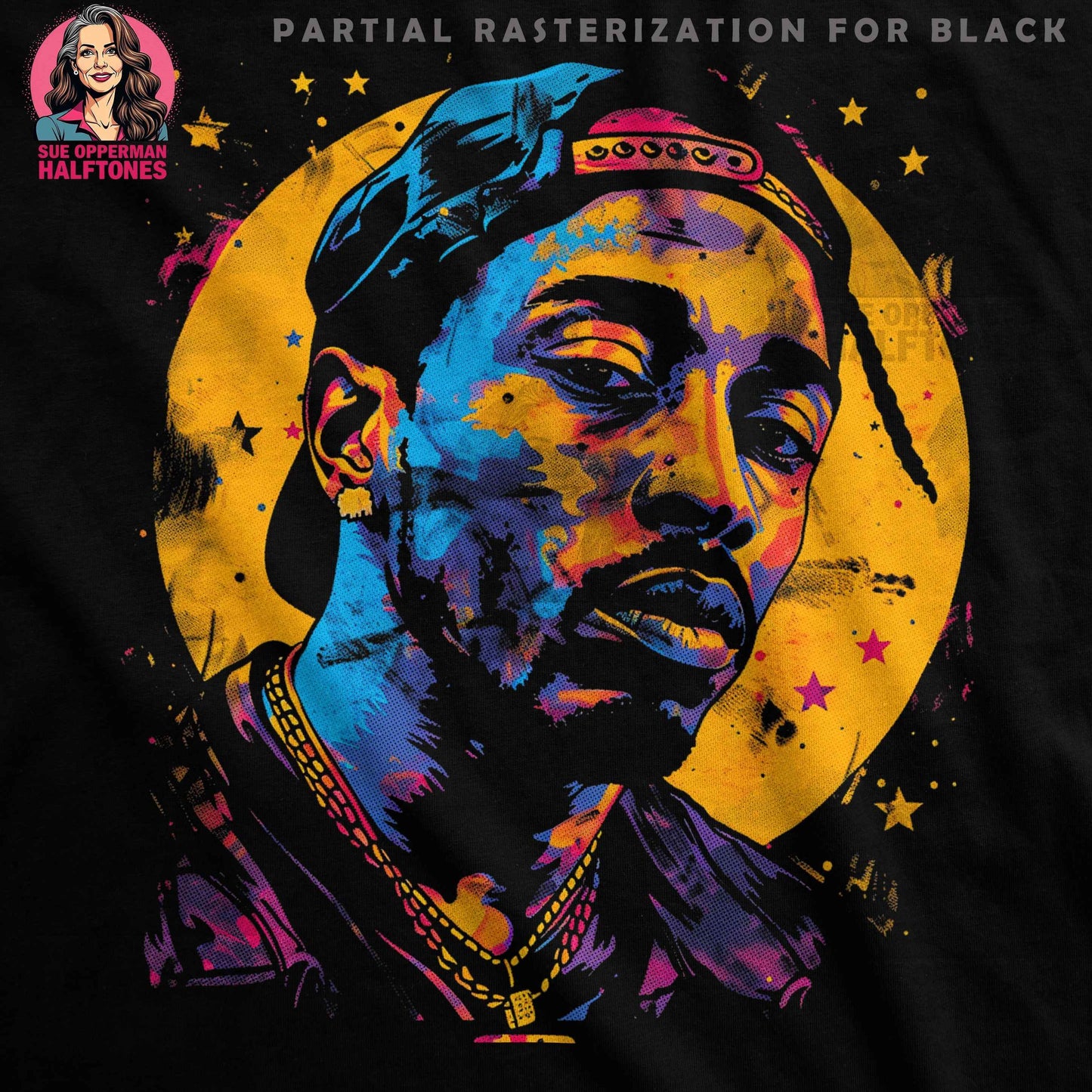 Rapper Portrait Artistic Design Digital Halftoned T-Shirt Design - halftone PNG for T-shirts – Sue Opperman Halftones