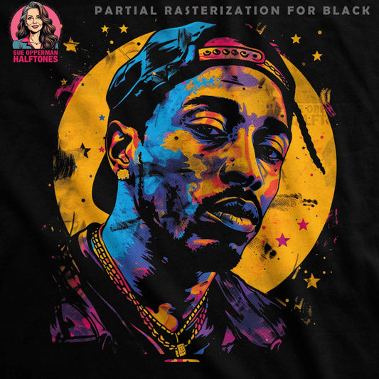 Rapper Portrait Artistic Design Digital Halftoned T-Shirt Design - halftone PNG for T-shirts – Sue Opperman Halftones