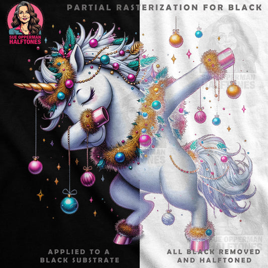 Christmas Unicorn Celebration Halftoned T-Shirt Design - halftone PNG for T-shirts – Sue Opperman Halftones