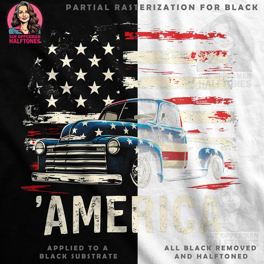 Patriotic Truck with American Flag Halftoned T-Shirt Design - halftone PNG for T-shirts – Sue Opperman Halftones