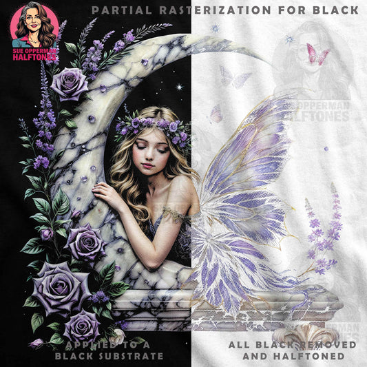 Whimsical Moon Fairy Sue Opperman Halftoned T-Shirt Design - halftone PNG for T-shirts – Sue Opperman Halftones