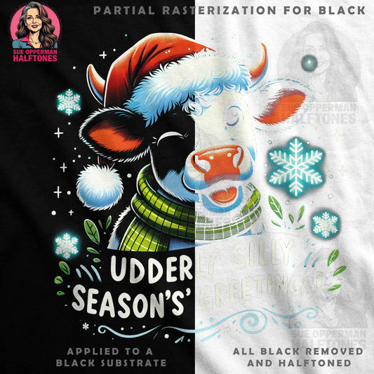 Christmas Cow Udderly Silly Digital Halftone T-Shirt Design - halftone PNG for T-shirts – Sue Opperman Halftones