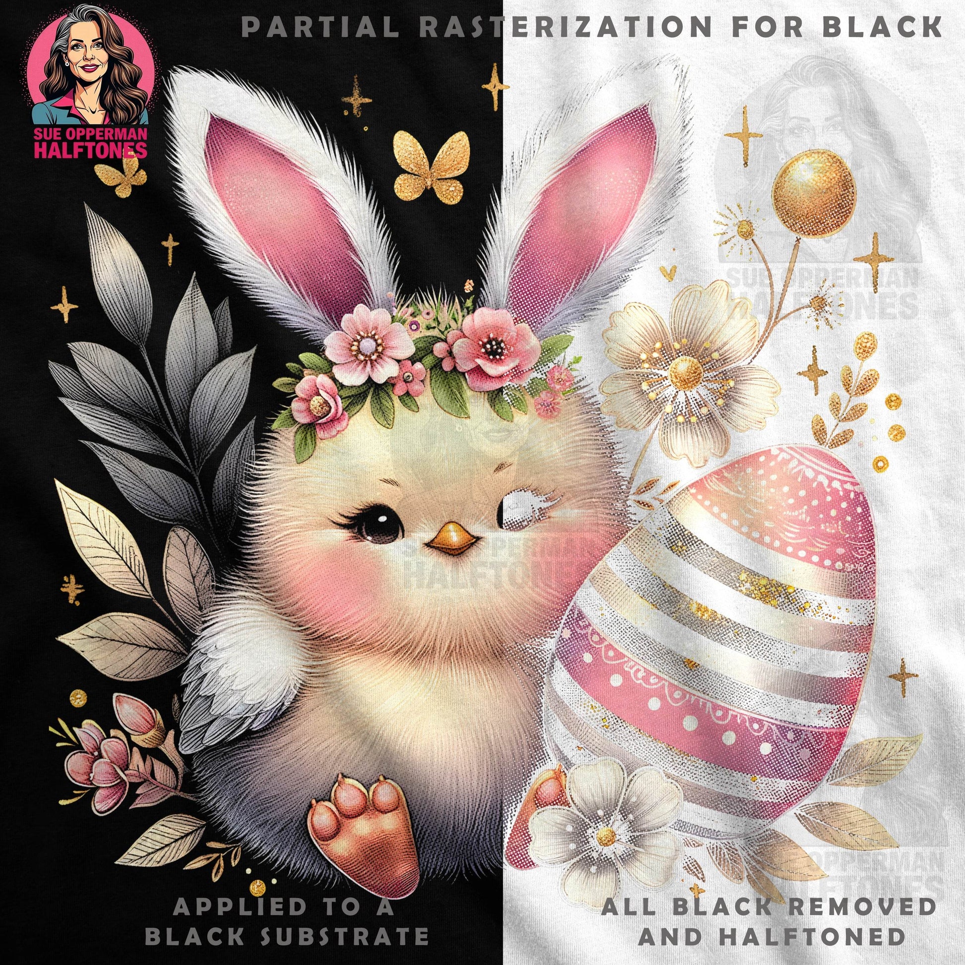 Easter Chick Bunny Halftone T-Shirt Design - halftone PNG for T-shirts – Sue Opperman Halftones