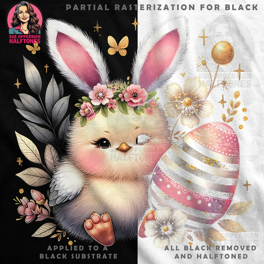 Easter Chick Bunny Halftone T-Shirt Design - halftone PNG for T-shirts – Sue Opperman Halftones