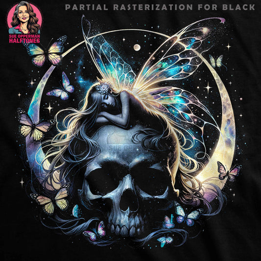 Fantasy Fairy Moon Skull Halftone T-Shirt Design - halftone PNG for T-shirts – Sue Opperman Halftones
