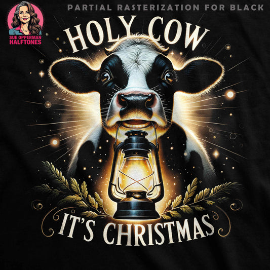 Christmas Cow Holy Cow Halftone T-Shirt Design - halftone PNG for T-shirts – Sue Opperman Halftones