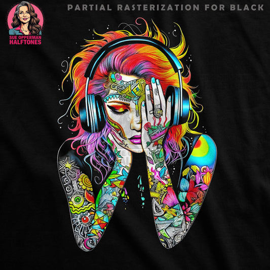 Music with Headphones Halftone T-Shirt Design - halftone PNG for T-shirts – Sue Opperman Halftones