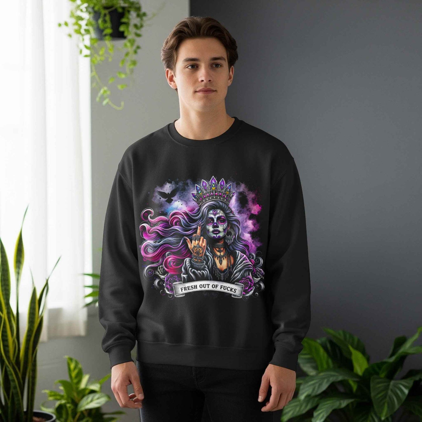 Fresh Out of Fucks Sugar Skull Digital Halftone T-Shirt Design - halftone PNG for T-shirts – Sue Opperman Halftones