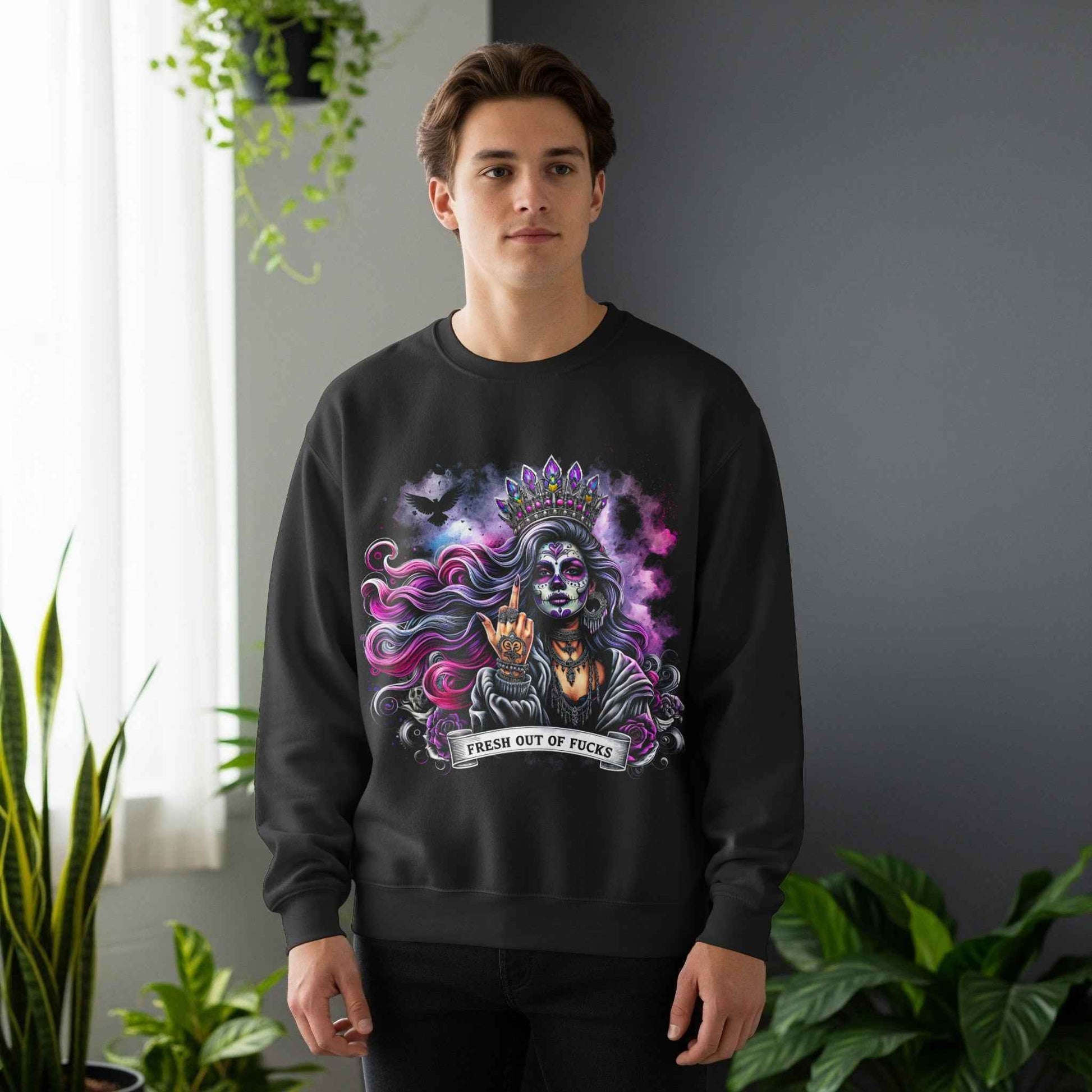 Fresh Out of Fucks Sugar Skull Digital Halftone T-Shirt Design - halftone PNG for T-shirts – Sue Opperman Halftones