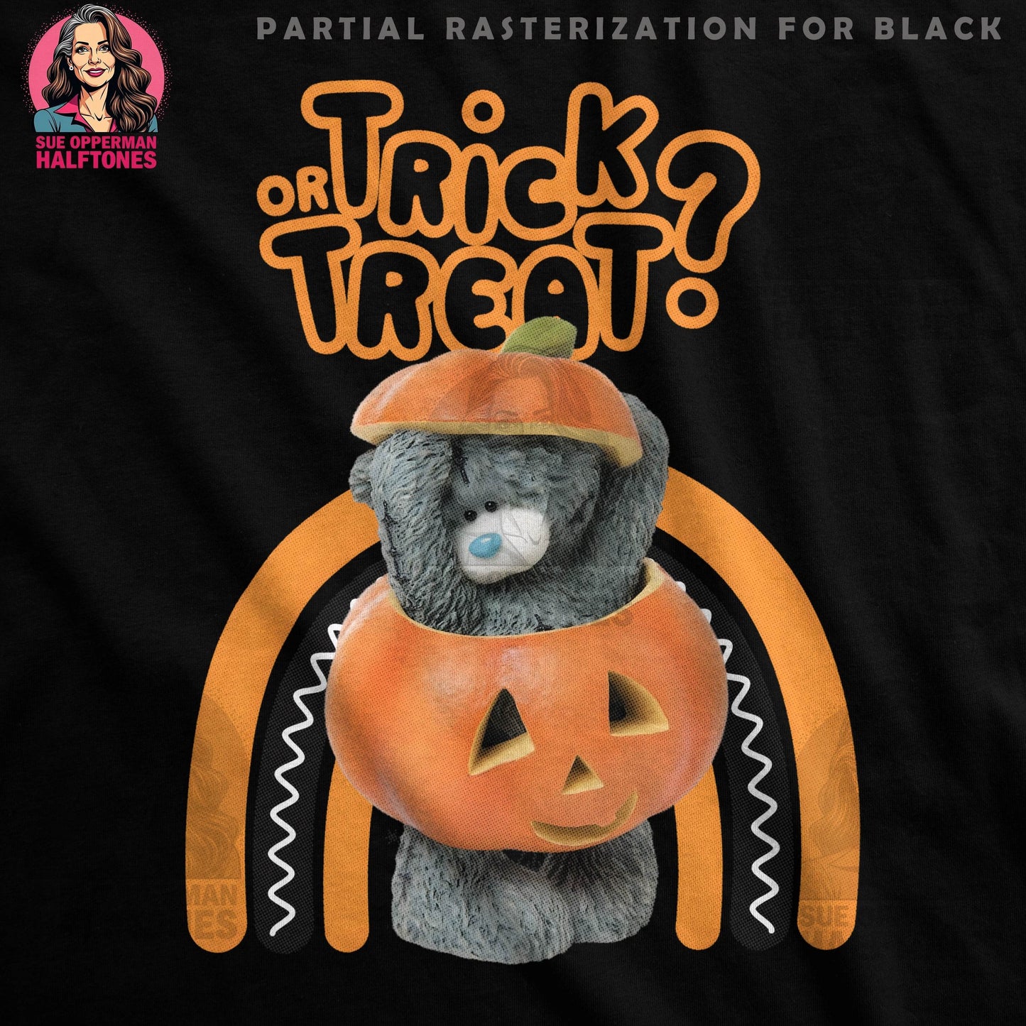 Halloween Pumpkin Bear Halftone T-Shirt Design - halftone PNG for T-shirts – Sue Opperman Halftones