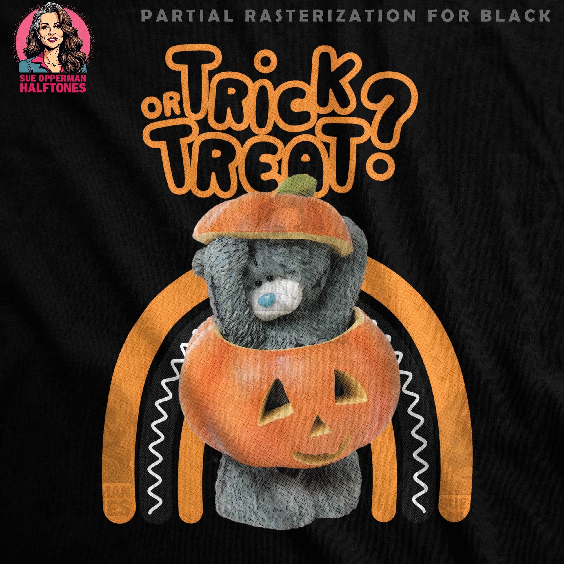 Halloween Pumpkin Bear Halftone T-Shirt Design - halftone PNG for T-shirts – Sue Opperman Halftones