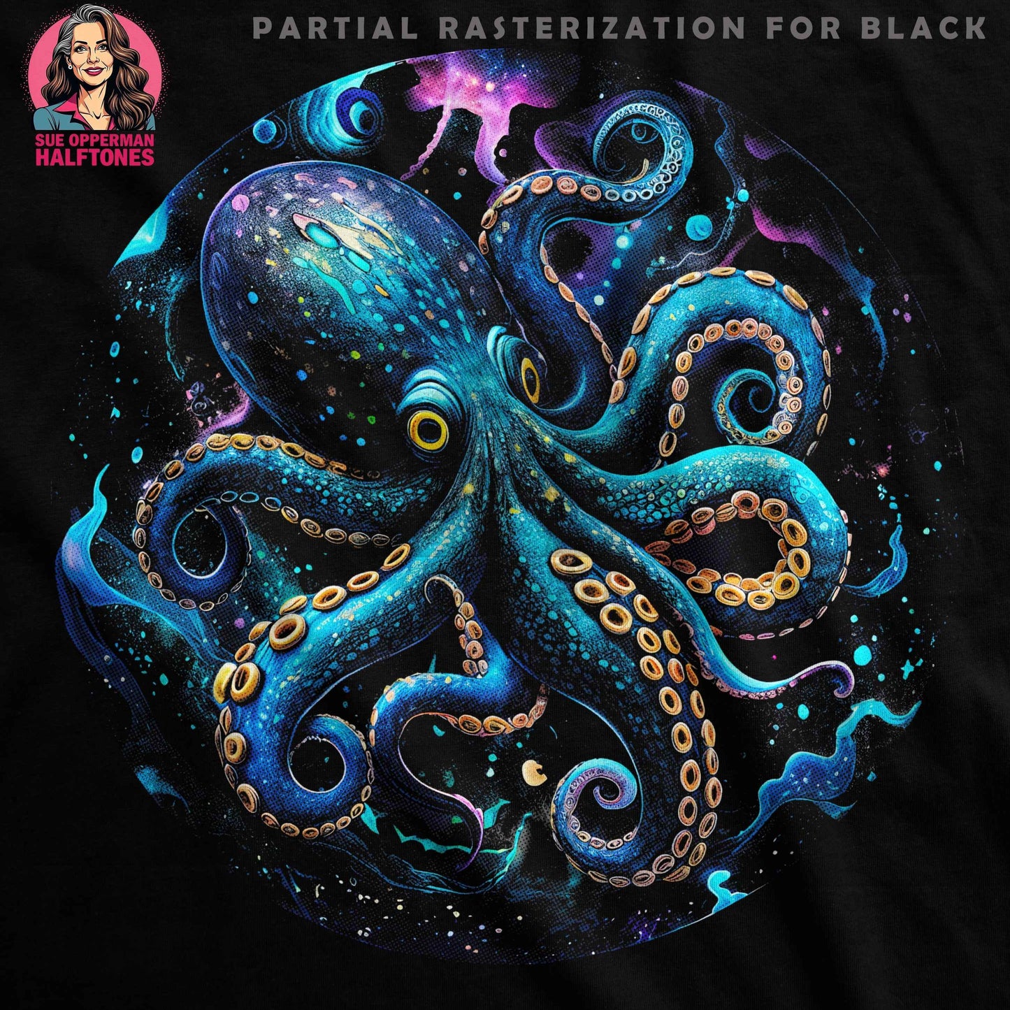 Octopus Watercolor Halftone T-Shirt Design - halftone PNG for T-shirts – Sue Opperman Halftones