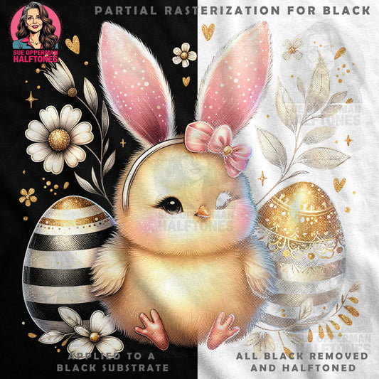 Easter Chick with Eggs Halftoned T-Shirt Design - halftone PNG for T-shirts – Sue Opperman Halftones