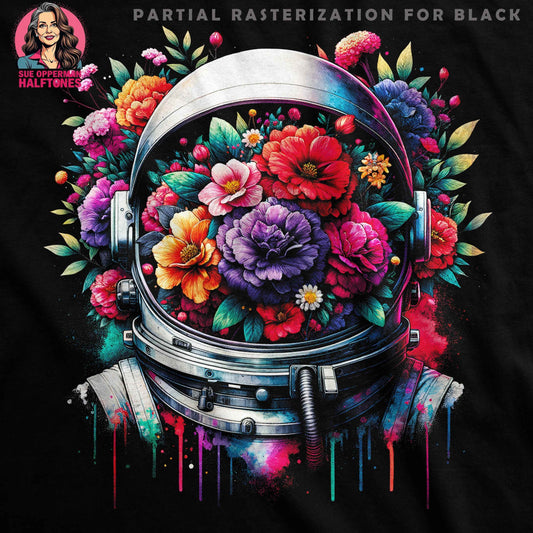 Floral Astronaut Helmet Halftone T-Shirt Design Digital - halftone PNG for T-shirts – Sue Opperman Halftones