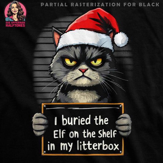 Grumpy Christmas Cat Halftone T-Shirt Design - halftone PNG for T-shirts – Sue Opperman Halftones