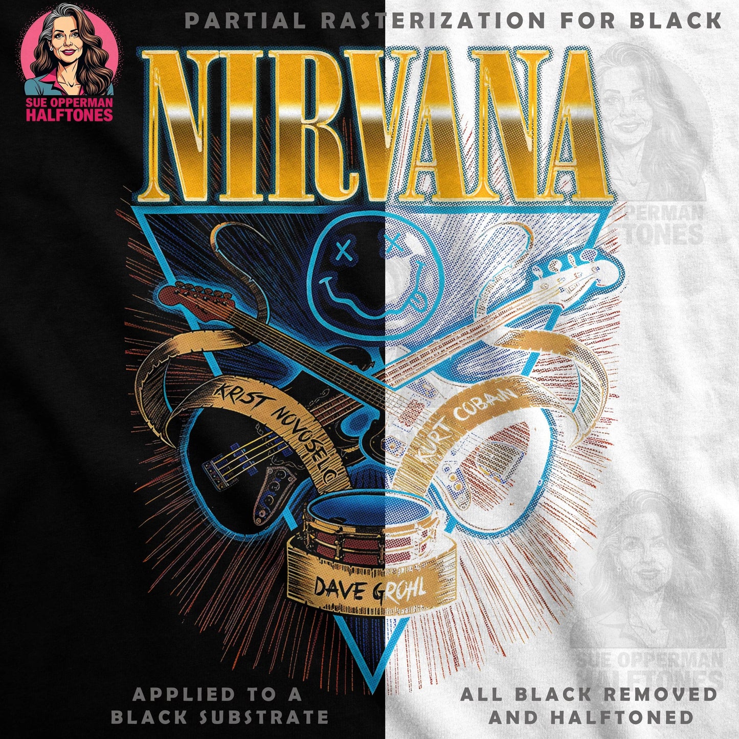 Nirvana Band Music Halftone T-Shirt Design - halftone PNG for T-shirts – Sue Opperman Halftones