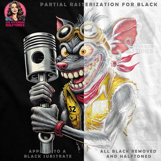 Animals Rat Biker With Piston Engine Halftone T-Shirt Design - halftone PNG for T-shirts – Sue Opperman Halftones