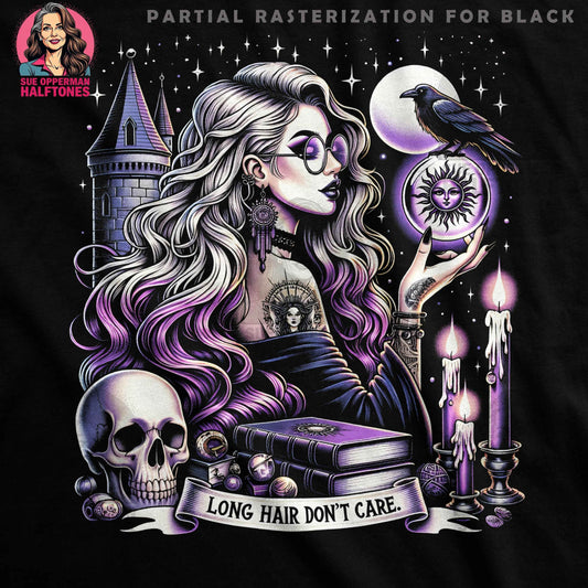 Gothic Woman with Raven Halftone T-Shirt Design - halftone PNG for T-shirts – Sue Opperman Halftones