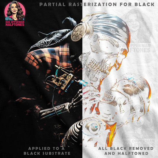 Steampunk Skull Tattoo Artist With Baby Skull Digital Halftone T-Shirt Design - halftone PNG for T-shirts – Sue Opperman Halftones