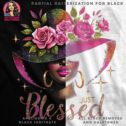Blessed Woman Floral Halftone T-Shirt Design - halftone PNG for T-shirts – Sue Opperman Halftones