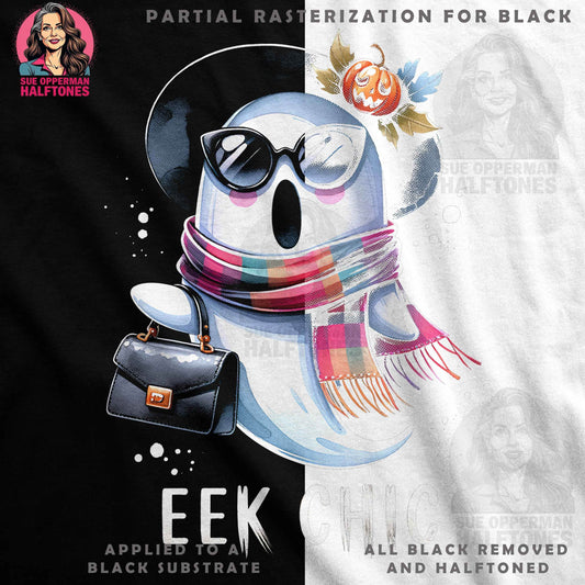 Halloween Eek Chic Ghost Digital Halftoned T-shirt Design - halftone PNG for T-shirts – Sue Opperman Halftones