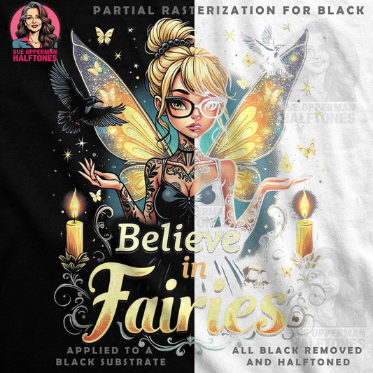 Believe in Fairies Halftone T-Shirt Design Digital - halftone PNG for T-shirts – Sue Opperman Halftones
