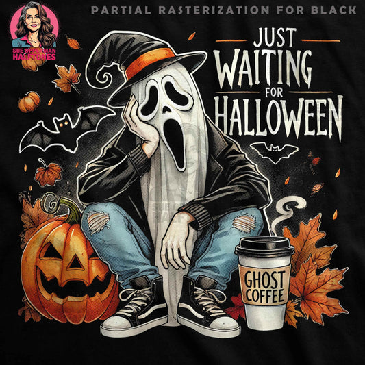 Halloween Ghost Coffee Halftone Halftoned T-shirt Design - halftone PNG for T-shirts – Sue Opperman Halftones