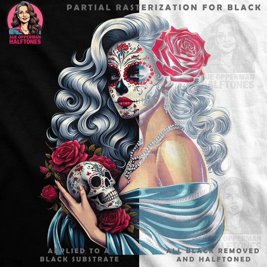 Day of the Dead Lady Halftone T-Shirt Design - halftone PNG for T-shirts – Sue Opperman Halftones