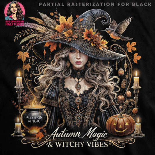 Halloween Autumn Witchcraft Halftone T-Shirt Design - halftone PNG for T-shirts – Sue Opperman Halftones