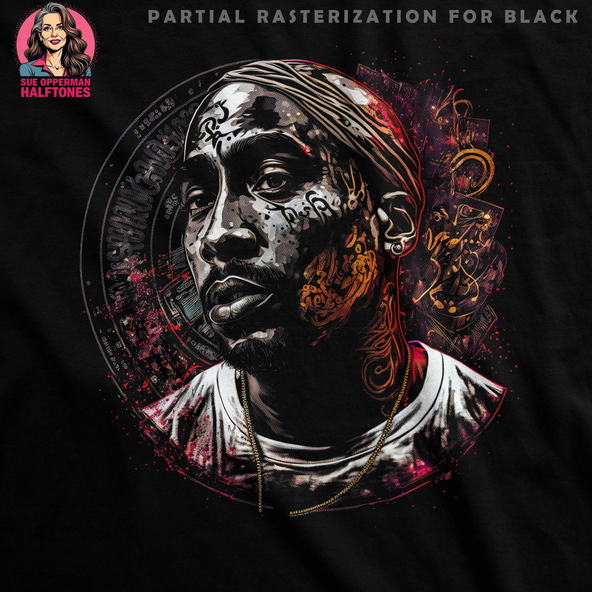 Tupac Inspired Artwork Halftone T-Shirt Design - halftone PNG for T-shirts – Sue Opperman Halftones