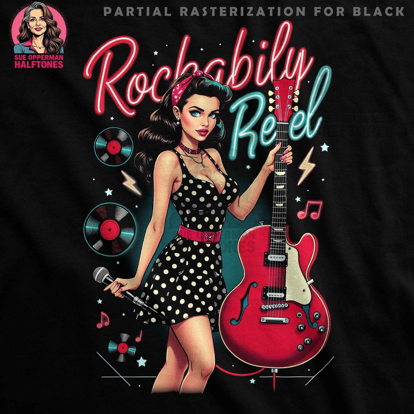 Rockabilly Music Halftone T-Shirt Design - halftone PNG for T-shirts – Sue Opperman Halftones