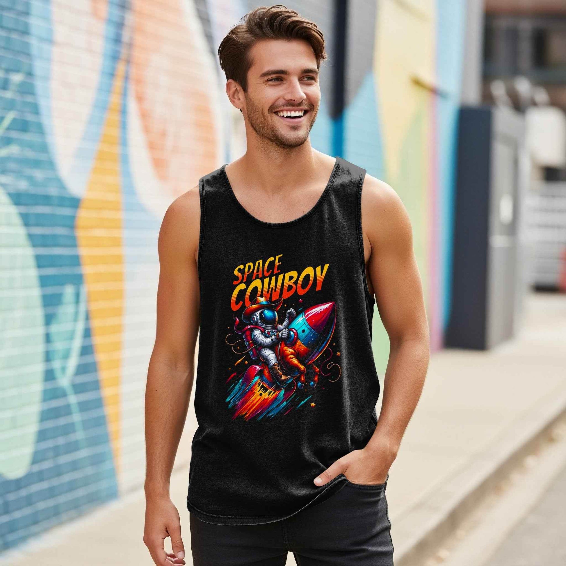 Space Cowboy on Rocket Halftoned T-Shirt Design - halftone PNG for T-shirts – Sue Opperman Halftones