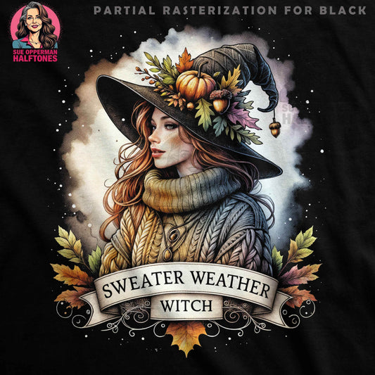 Sweater Weather Witch Halftone T-Shirt Design - halftone PNG for T-shirts – Sue Opperman Halftones