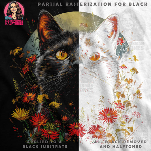 Floral Cat Illustration Halftone T-Shirt Design - halftone PNG for T-shirts – Sue Opperman Halftones