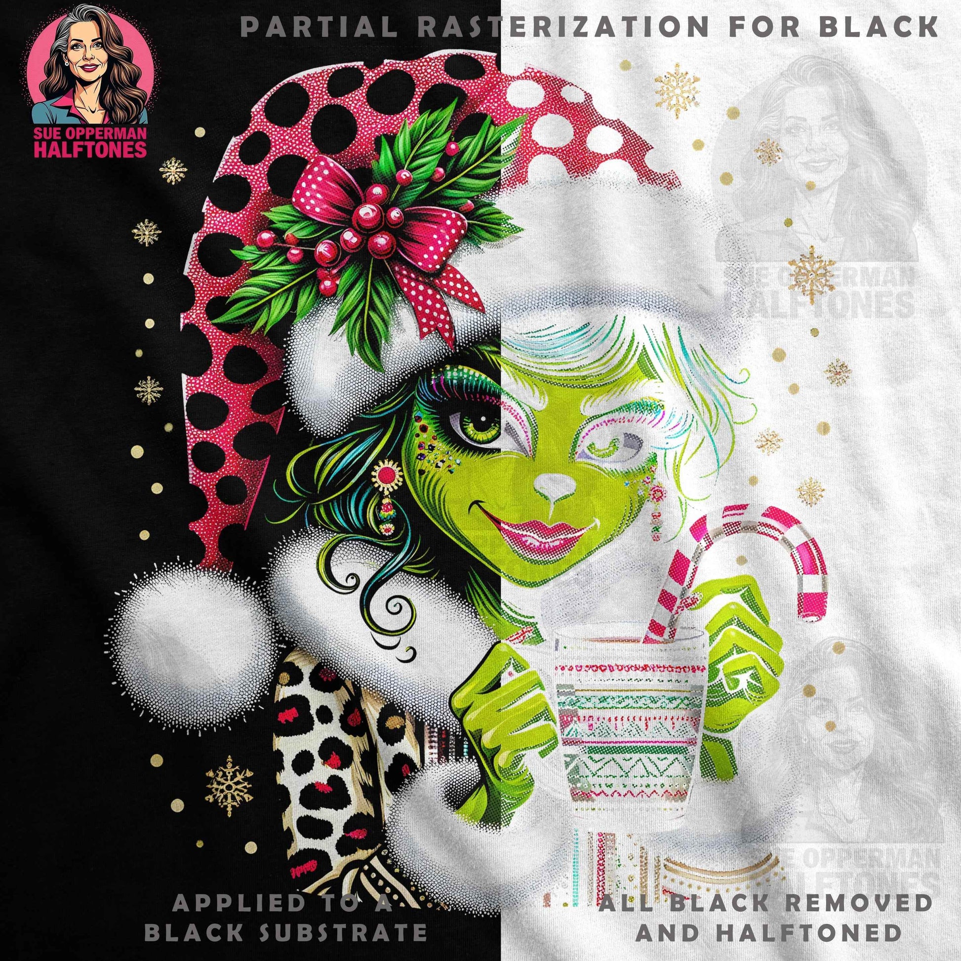 Christmas Grinch Character Halftoned T-Shirt Design - halftone PNG for T-shirts – Sue Opperman Halftones
