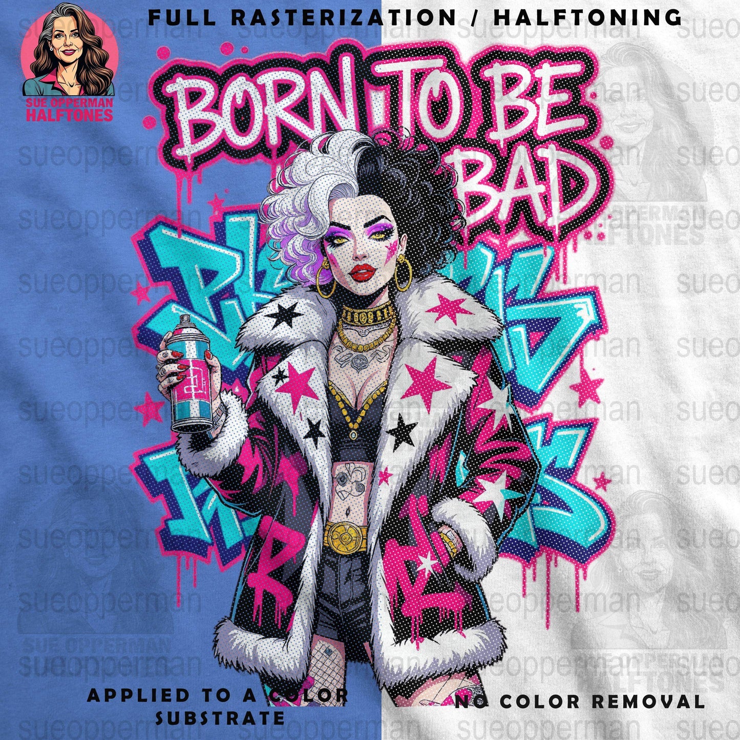 Born To Be Bad Universal Print Bundle - halftone PNG for T-shirts – Sue Opperman Halftones