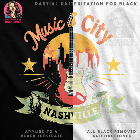 Music City Nashville Guitar Halftone T-Shirt Design - halftone PNG for T-shirts – Sue Opperman Halftones