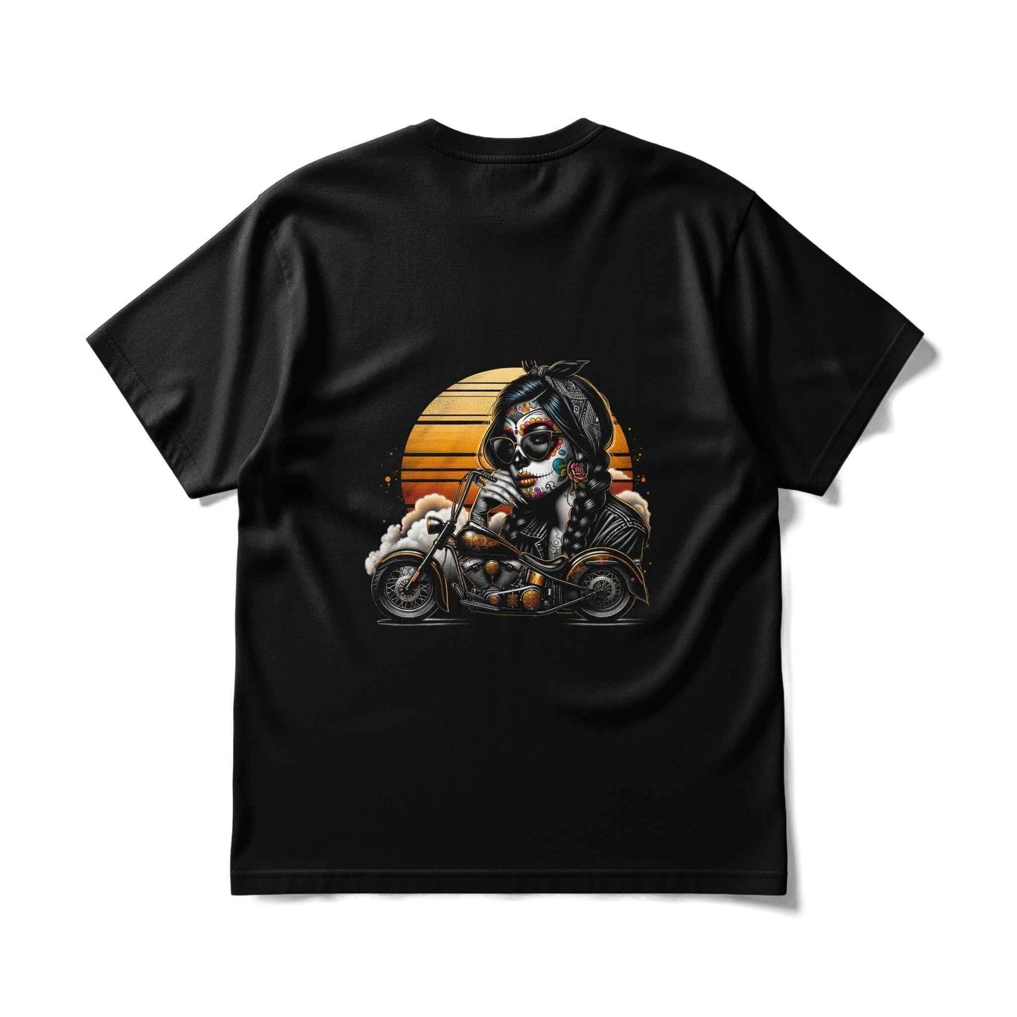 Day of the Dead Biker Girl Halftone T-Shirt Design - halftone PNG for T-shirts – Sue Opperman Halftones